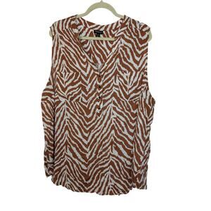 Torrid Harper Rayon Slub Pullover Sleeveless Top Zebra Print Womens Size 3
